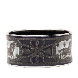 Herm&egrave;s Extra Wide Grand Apparat Enamel Bangle 65