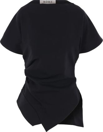 Róhe Top asimmetrico drappeggiato - Nero