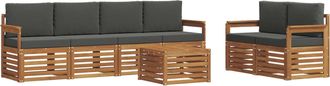 vidaXL Conjunto De Sof&aacute;s De Exterior 7 Uds. Natural Y Antracita Vidaxl