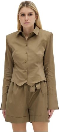 Federica Tosi Shirts - Dames - Overhemden - Groen - M - Katoen - Overhemden