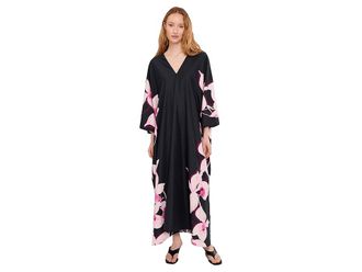 Natori Orchida Caftan Womens Jumpsuit & Rompers One Piece Black : M (Womens 10-12), Polyester