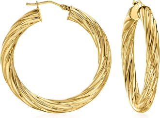 Ross-Simons Italian 14kt Yellow Gold Twisted Hoop Earrings
