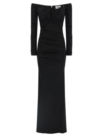 Elisabetta Franchi Black Viscose Long Womens Dress