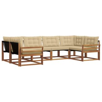 vidaXL Conjunto De Sof&aacute;s De Exterior Con Coj&iacute;n 6 Pcs Natural Y Beige Vidaxl