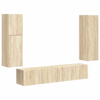 vidaXL Conjunto De Mueble De Tv Montaje En La Pared 4 Pcs Roble Sonoma Vidaxl