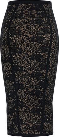 Elisabetta Franchi Womens Lace Knit Skirt Black Viscose