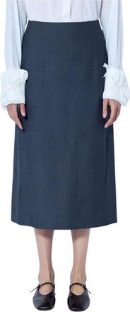 Jil Sander Midi-rok met plooien aan de voorzijde - Dames - Rokken - Grijs - Maat: XS Zijde