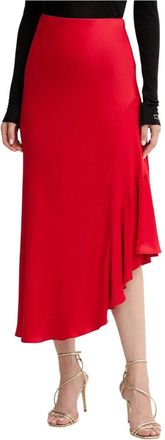 Twinset Midi Straight Skirt - Dames - Rokken - Rood - Maat: XS Leer