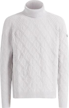 Roberto Ricci Design Fluwelen Ruit Turtleneck Gebreid - Heren - Truien - Wit - Maat: L