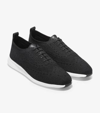 Cole Haan Womens 2.zer&oslash;grand Wingtip Oxford Shoes In Black Knit/optic White