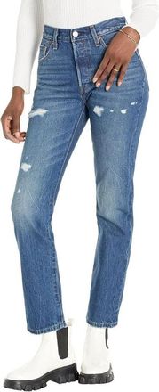 Levi's Premium 501 Jeans Womens Blue Denim Distressed 5-Pockets GBO3325