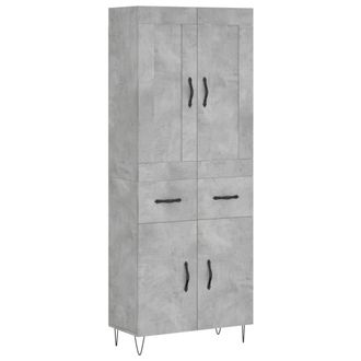 vidaXL Vidaxl - Aparador Alto Madera Contrachapada Gris Hormig&oacute;n 69,5x34x180 Cm