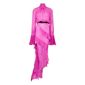Roberto Cavalli Roze zijden chiffon jurk - Dames - Jurken - Roze - Maat: M Zijde