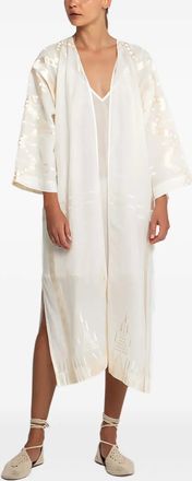 Greek Archaic Kori embroidered coat - Neutrals