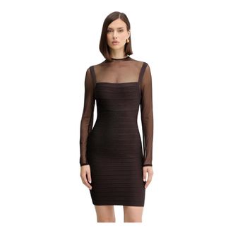 H&eacute;rve L&eacute;ger Amy Jurk - Dames - Jurken - Bruin - Maat: XS