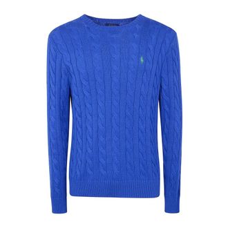 Polo Ralph Lauren Truien & Vesten, Heren, Blauw, M, Katoen, Trui met kabelsteek van katoen met ronde hals