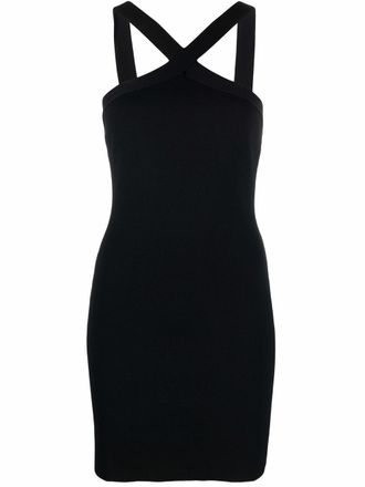P.A.R.O.S.H. cross-over strap fitted mini dress - Black