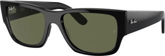 Ray-Ban Carlos Polarized Green Rectangular Unisex Sunglasses RB0947SF 901/58 56