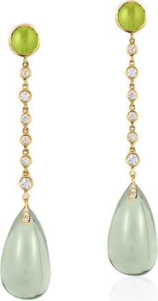 Goshwara Naughty Diamond Link & Cabochon Drop Earrings in Translucent Green at Nordstrom
