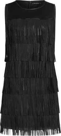 Karl Lagerfeld Abito corto con frange - Nero