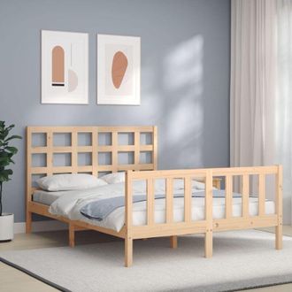 vidaXL Estructura De Cama De Matrimonio Con Cabecero Madera Maciza Vidaxl