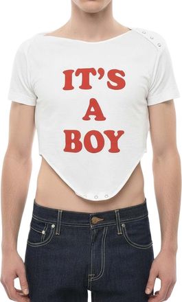 Dsquared2 White Graphic Cropped T-Shirt