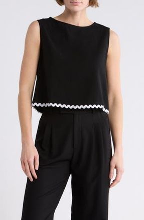 Patrizia Luca Rickrack Trim Crop Tank in Black at Nordstrom Rack, Size X-Small