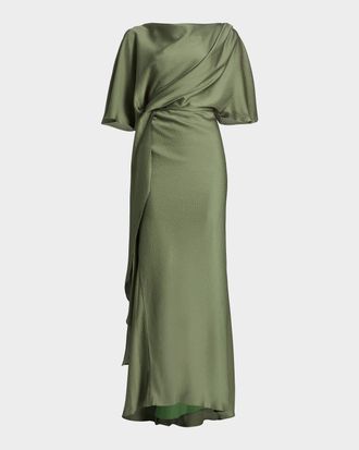 Amsale Hammered Satin A-Line Gown