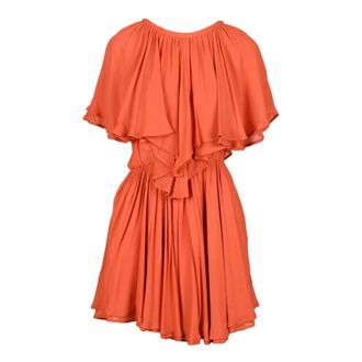 Dondup Chiffon Damesjurk - Dames - Korte kleedjes - Oranje - L - Chiffon - Kleedjes
