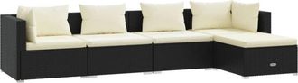 vidaXL 5 Pcs Garden Lounge Set Con Coj&iacute;n De Empuje De Terciopelo