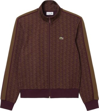 Lacoste Brown Geometric Pattern Olive Accent Jacket