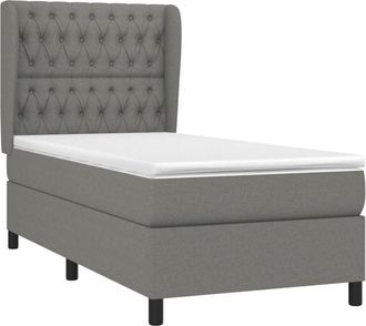 vidaXL Cama Box Spring Con Colch&oacute;n Tela Gris Oscuro 100x200 Cm Vidaxl