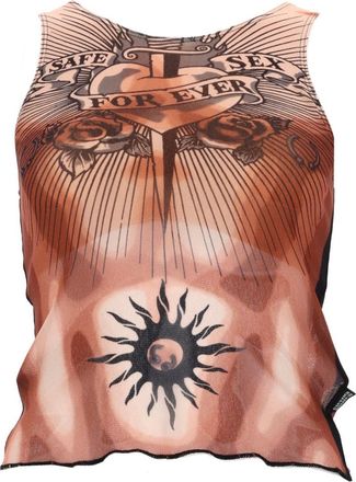Jean Paul Gaultier Oberteil mit Aufdruck Safe Sex Tatoo