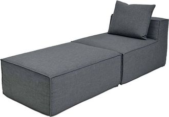 Hhg [nunca Usado] Chaise Longue/accesorios Para Sof&aacute; Hhg-399, Sill&oacute;n Otomano Recamiere, Tela/tejido (300 G/m&sup2;) 63 X 75 X 194 Cm, Gris Oscuro