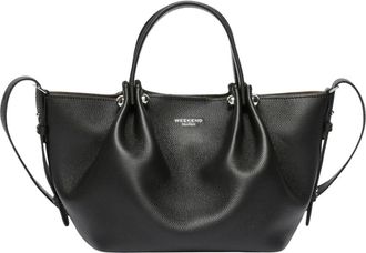 Max Mara Kleine Leren Tote Bag met Textuur - Dames - Shoppers - Zwart - ONE Size - Leer - Tassen