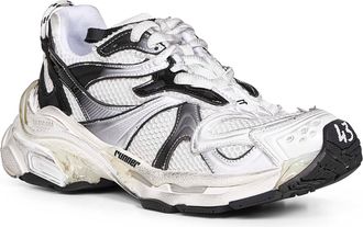 Balenciaga Mens Runner Sneakers White-Black Polyurethane Trainers White/black