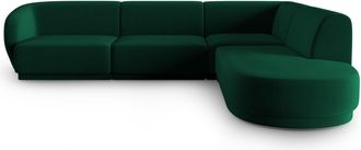 CXL by Christian Lacroix Sofá esquinero modular derecho 5 plazas de terciopelo verde botella