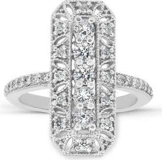 Pompeii3 3/4CT Antique Diamond Ring 10k White Gold Anniversary Wide Cocktail Ring