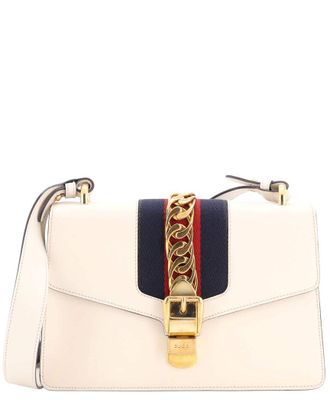 Gucci Beige Leather Sylvie Shoulder Bag Small (Authentic Pre-Loved)