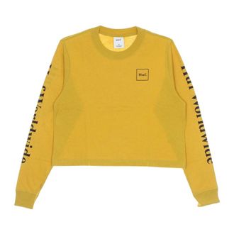 HUF Crop Longsleeve T-shirt Goud - Dames - Sweatshirts - Geel - L - Katoen - Hoodies & sweatvesten