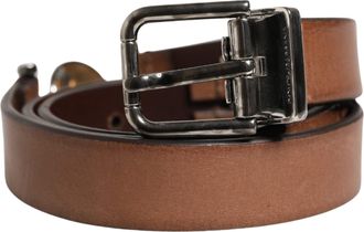 Dolce & Gabbana Men Brown Classic Leather Metal Buckle Belt Calf