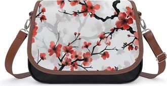 Generic Cherry Flower Crossbody Bags for Women Shoulder Messenger Bag Purse Handbags