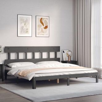vidaXL Vidaxl - Bed Frame without Mattress Grey 200x200 cm Solid Wood Pine