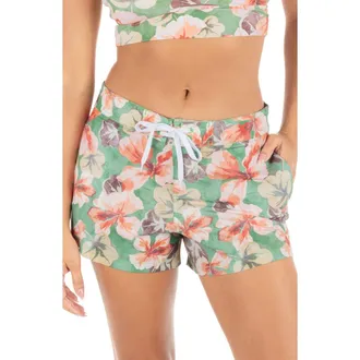 Hurley Gingko Cloud Board Shorts in Seafoam Pink Floral at Nordstrom, Size X-Small