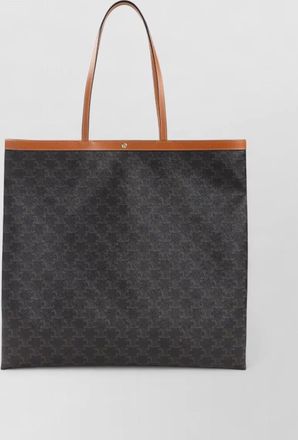 Celine flat shopper tote bag contrast trim handles
