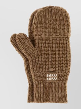 Miu Miu cashmere blend ribbed convertible gloves