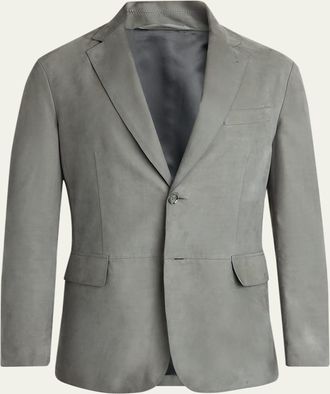 Brioni Mens Monti Nubuck Leather Single-Breasted Blazer