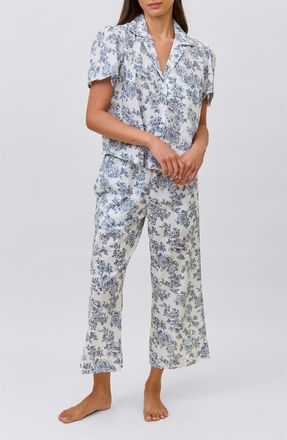 Papinelle Sleepwear Nostalgia Floral Crop Cotton Pajamas in White at Nordstrom, Size Xx-Large