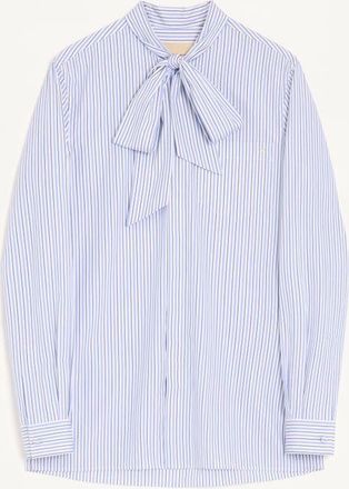 Valentino Camicia Valentino In Popeline Di Cotone Con Con Collo A Sciarpa E Ricamo VLogo Uomo AZZURRO/BIANCO 39