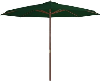 vidaXL Sombrilla De Jard&iacute;n Con Palo De Madera 350 Cm Verde Vidaxl